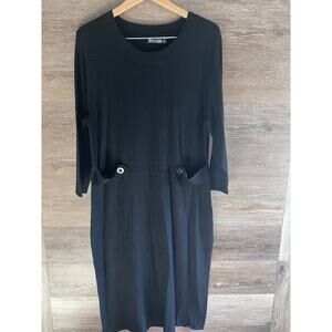7Th Avenue Black dress XL long sleeves knit stretchy midi Classic Modest Office